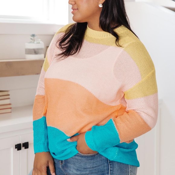 New! Colorblock Spring Color Sweater! - Picture 6 of 7